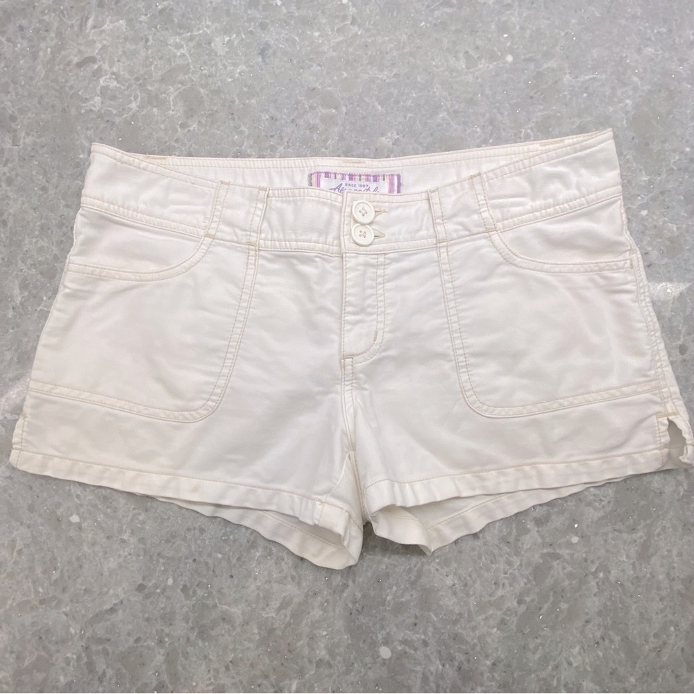 Aeropostale Vintage Daisy Dukes Denim Shorts 4 Pockets White Beige Juniors 7/8